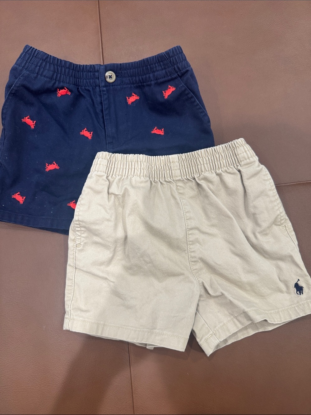 Ralph Lauren Boys Khaki & Navy Crab-Embroidered Pull-On Shorts Set - 18M